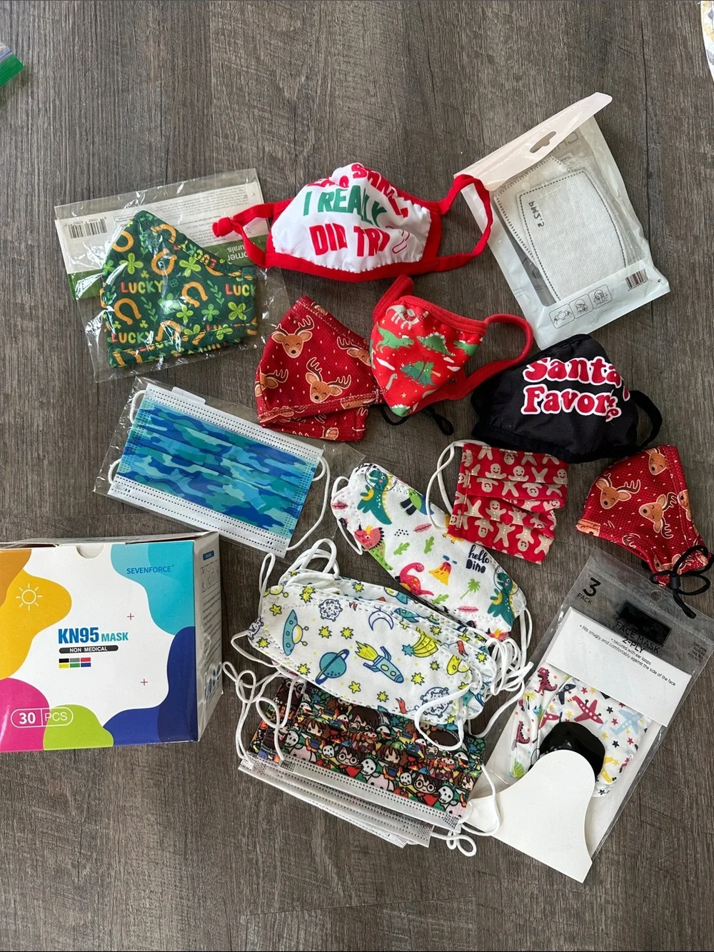 Assorted Patterned Face Masks - Holiday, Kids & KN95 Pack